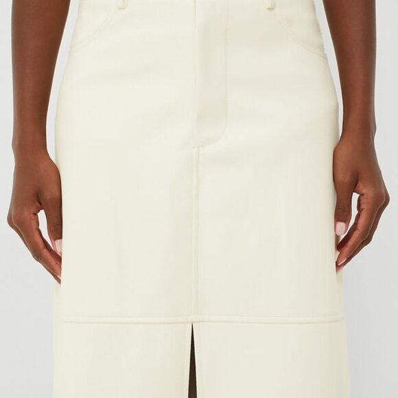 Ecru Vegan Leather Midi Skirt - Picture 5 of 5